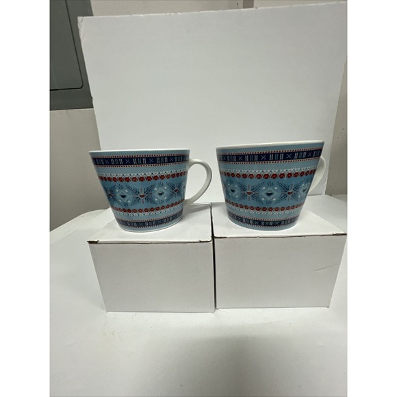 Omni Hotels & Resorts Colab W/ Honey & Hank Mug Set Of 2 fair Isle hot chocolate - Picture 1 of 8
